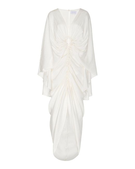 Significant Other White Hamilton Ruched Cutout Cupro Midi Dress