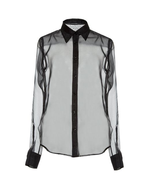 Helmut Lang Black Sheer Silk-organza Button-front Shirt