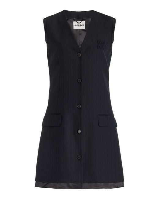 Miu Miu Black Tailored Wool Mini Dress