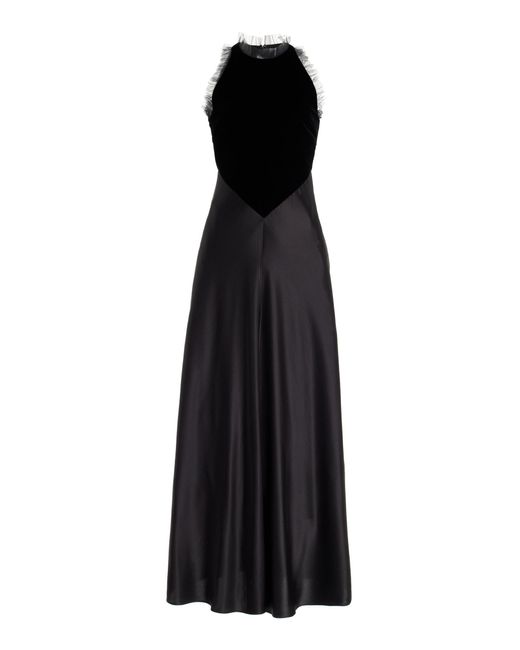 Rodarte Black Ruffled-tulle Velvet, Silk Satin Dress