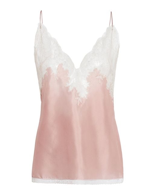 Valentino Garavani Pink Lace-Trimmed Silk Cami