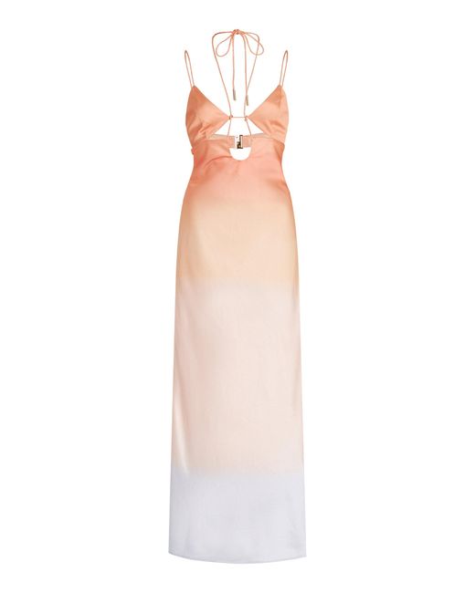 Significant Other White Karli Cutout Ombre Satin Maxi Slip Dress