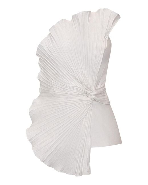ANDRES OTALORA White Nudo Sagrado Pleated Linen Top