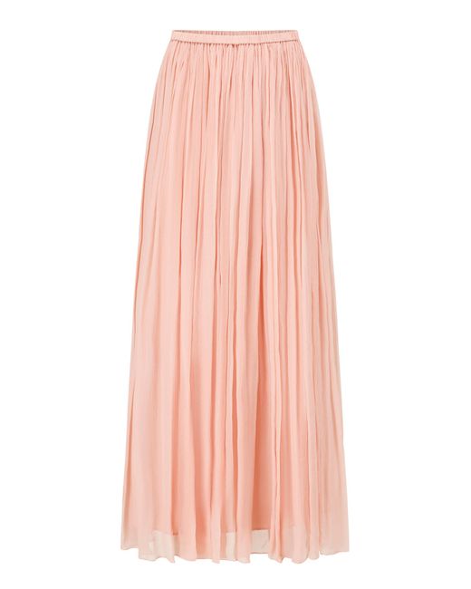 Into The East Pink Gathered Silk Maxi Skirt