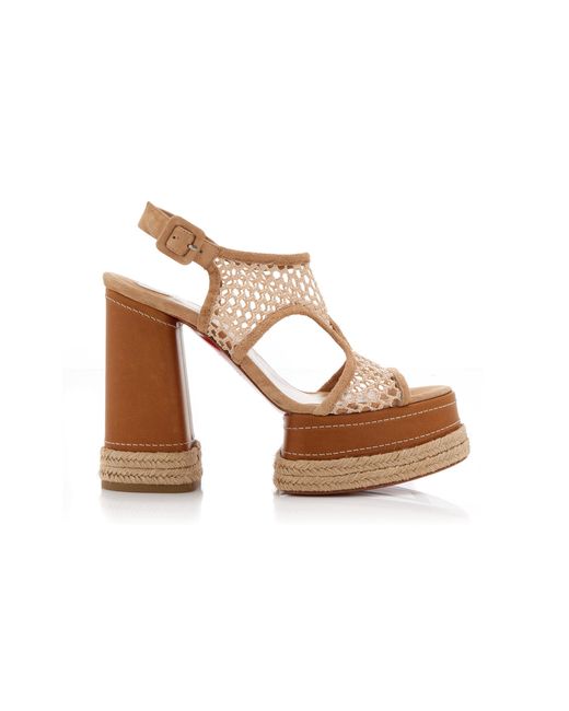 Christian Louboutin Natural Almeja 130Mm Crocheted Platform Sandals