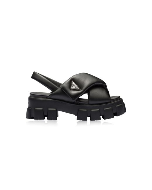 Prada Black Padded Monolith Sandals