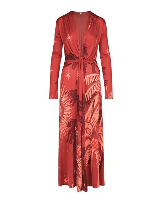 Johanna Ortiz Red Coral Marino Jersey Maxi Dress