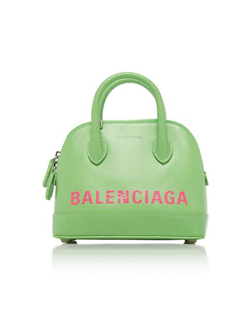 Balenciaga Green Xxs Ville Top Handle Bag In Grained Calfskin