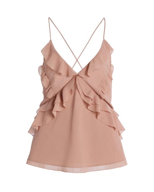 FAVORITE DAUGHTER Pink Exclusive The Who Me? Ruffled Chiffon Top