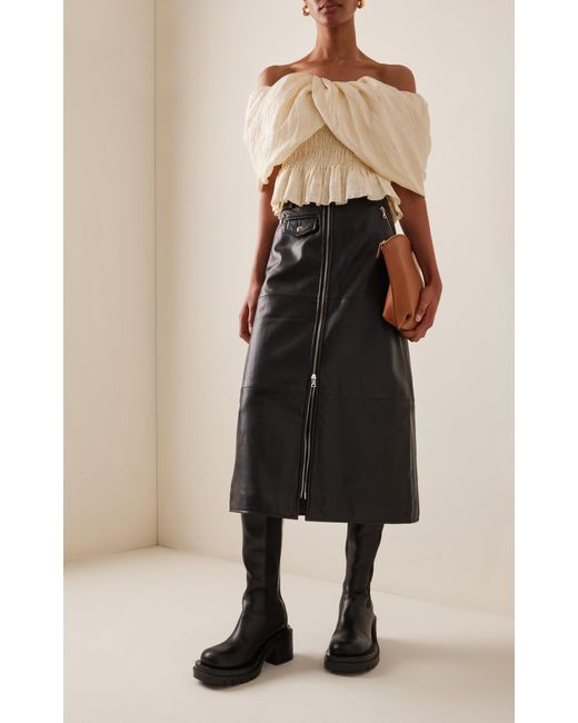 Sea Loren Shirred Offtheshoulder Top in Natural Lyst