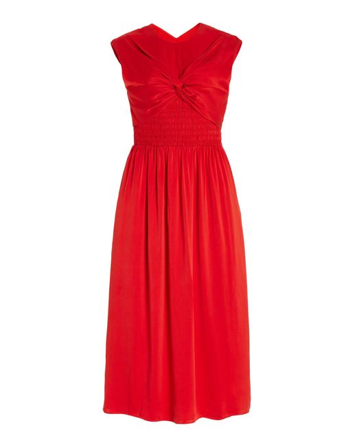TOVE Mahany Twisted Silk-satin Midi Dress in Red | Lyst