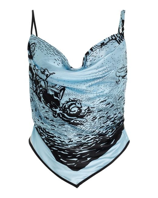 Sir Blue Dreamwood Scarf Printed Silk Top