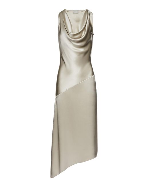 Magda Butrym Natural Silk Asymmetrical Midi Dress