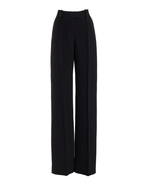 Brandon Maxwell Black The Jax Wool-Silk Crepe Straight-Leg Pants