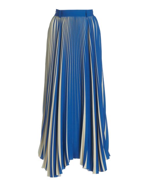 Thebe Magugu Blue Sun-ray Pleated Midi Skirt