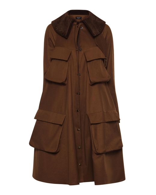 A.W.A.K.E. MODE Brown Pocket-Detailed Flared Cotton Gabardine Trench Coat
