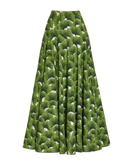 Agua by Agua Bendita Green Mimosa Printed Cotton Maxi Skirt