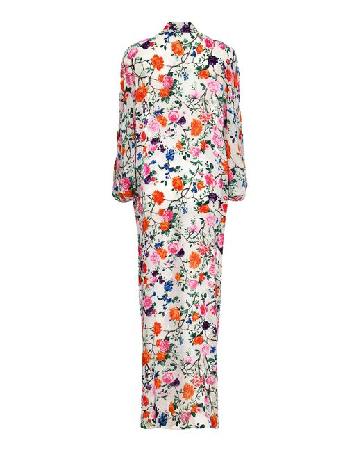 Francesca Miranda White Francesca Floral Silk-blend Kimono