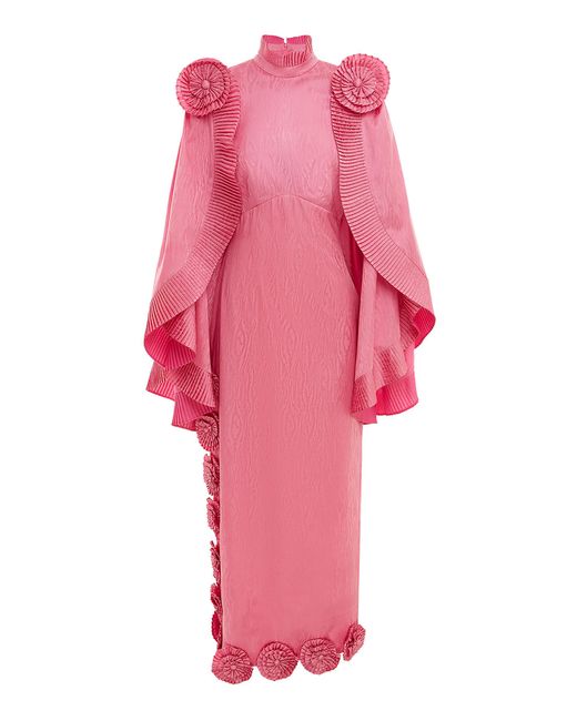 ALÉMAIS Pink Helix Ruffled Cotton-silk Gown