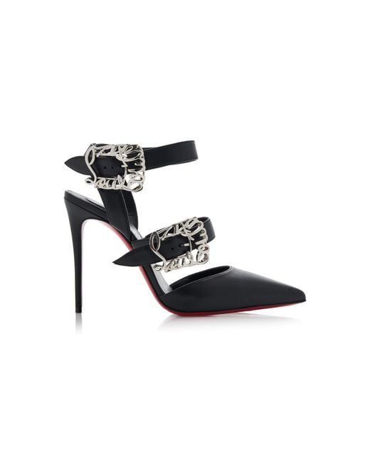 Christian Louboutin Black Giddylina 100Mm Buckle-Detailed Leather Pumps
