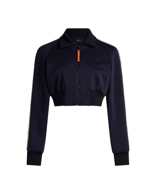 Etro Blue Cropped Scuba Track Jacket