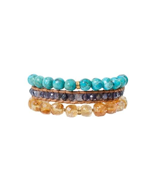 Chan Luu Blue Trinity Set-Of-Three Bracelets