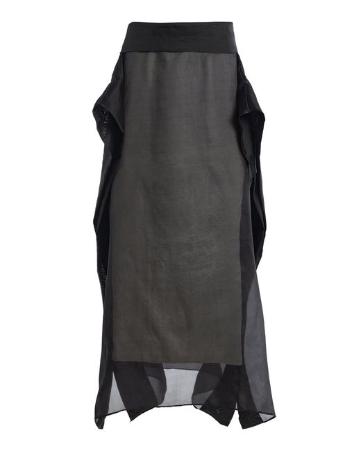 Sloan Black Exclusive Cascade Chiffon Midi Skirt