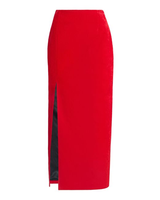 Marie Adam-Leenaerdt Red Display Pencil Midi Skirt