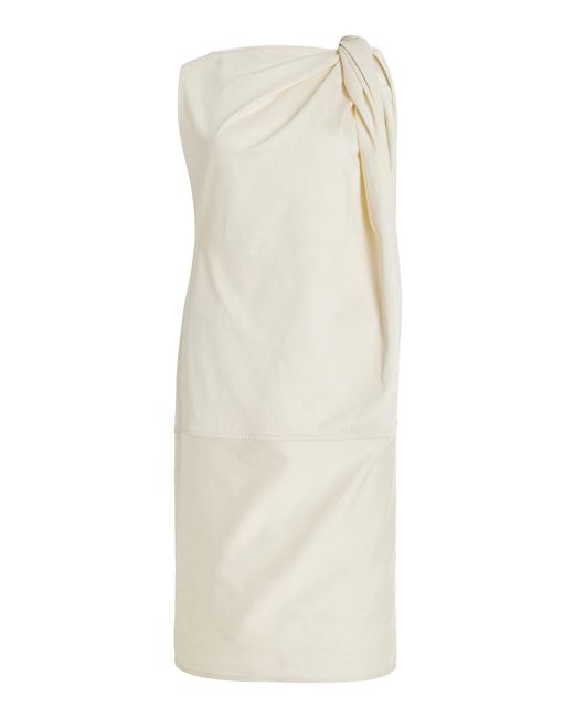 Totême  White Twisted Cotton-linen Satin Midi Dress