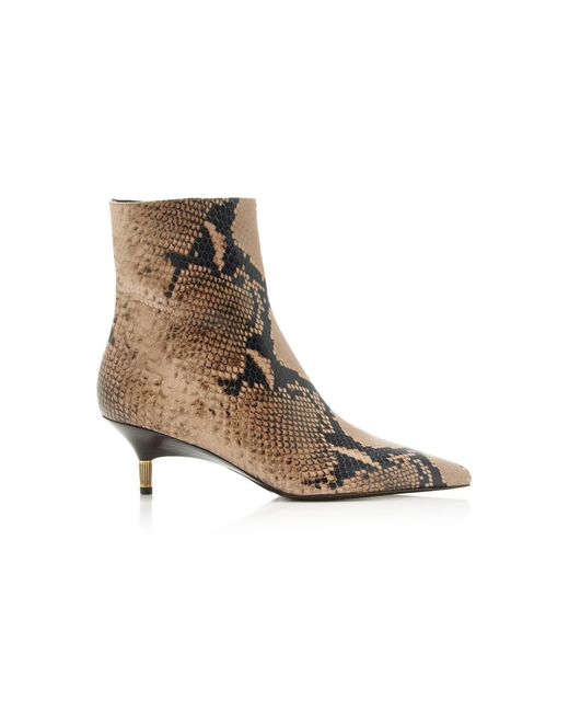 Khaite White Bella Python-Embossed Leather Ankle Boots