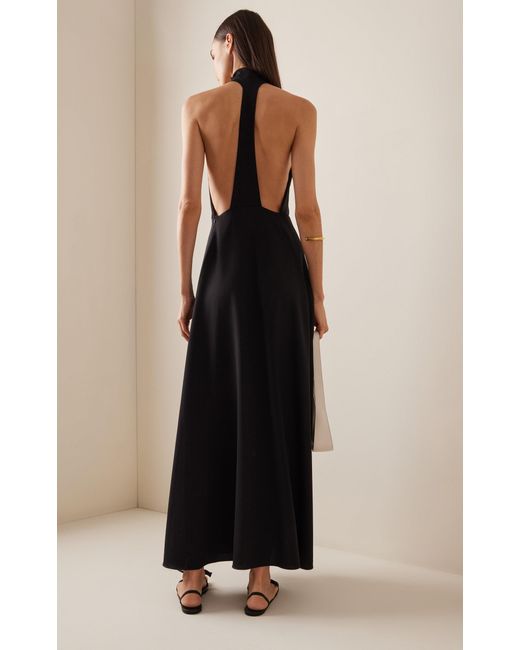 Matteau Black T-back Stretch-wool Midi Dress