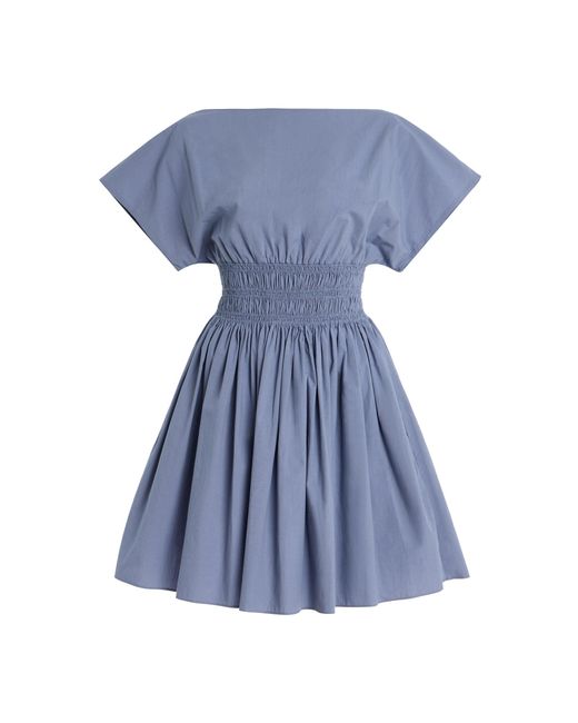Matteau Women's Blue Shirred-Waist Cotton Mini Dress Matteau Women's Blue Shirred-Waist Cotton Mini Dress