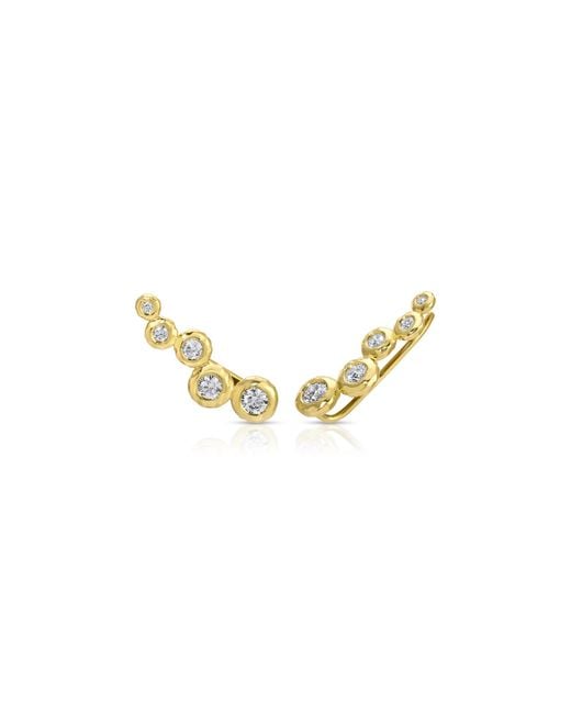 Octavia Elizabeth Metallic Nesting Gem 18K Diamond Ear Crawler