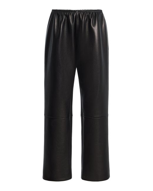Brandon Maxwell Black Perry Cropped Lamb Leather Pants