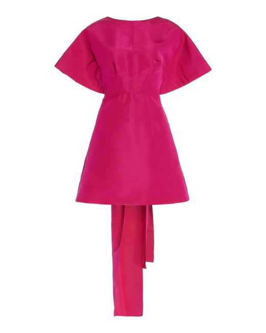 Carolina Herrera Pink Structured Silk Bow-detail Mini Dress