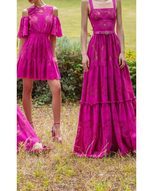 Zuhair Murad Pink Cotton-blend Lace Mini Dress