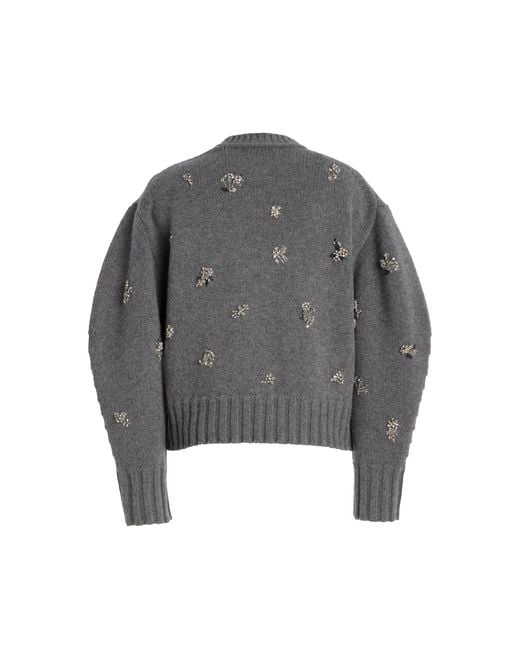 Jonathan Simkhai Gray Coraline Crystal Wool-Cashmere Sweater