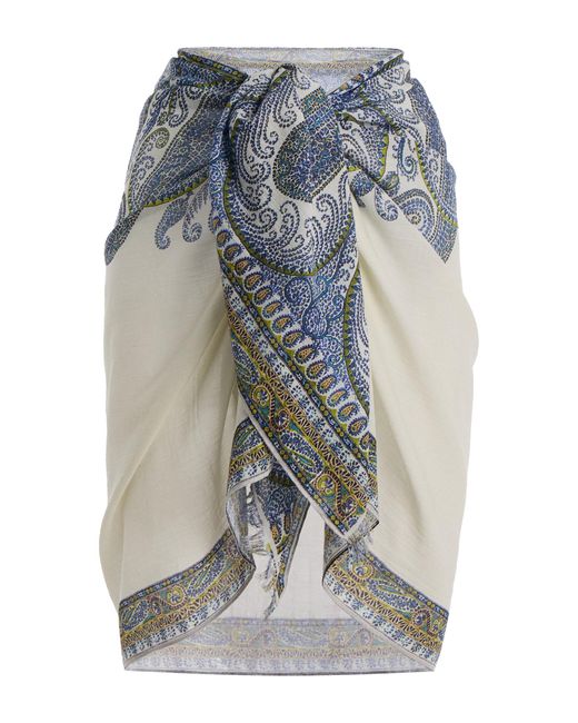 BOTEH Blue Arcadia Paisley Cotton-Gauze Mini Pareo Skirt