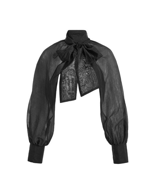 By Malene Birger Black Canny Cotton-Blend Bolero Top