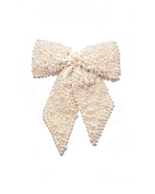 Emm Kuo Natural Oversized Pearl-Embellished Bow