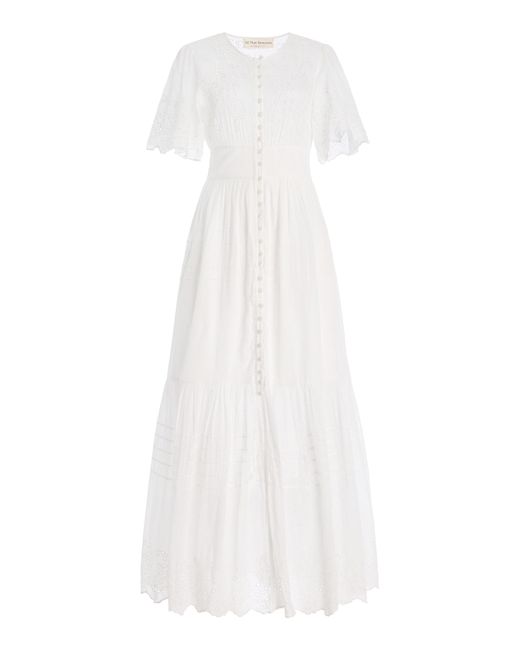 All That Remains White Idella Embroidered Cotton Voile Maxi Dress