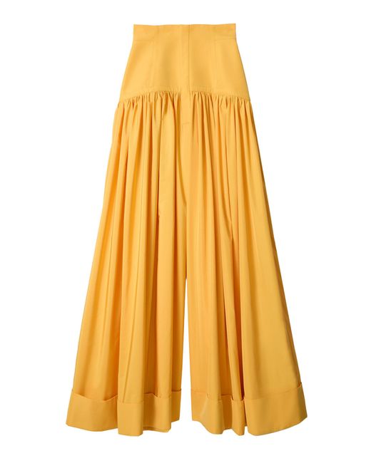 Jacquemus Yellow The Pietra Hem Pleated Cotton Wide-Leg Pants