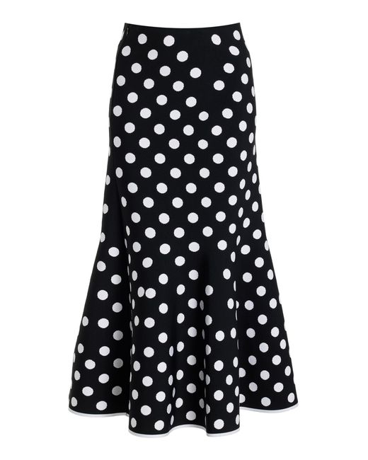 Carolina Herrera White Knit Midi Trumpet Skirt