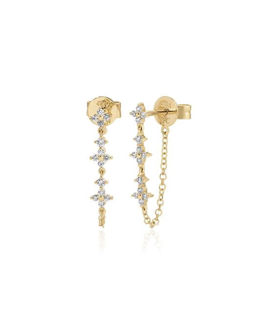 EF Collection Metallic Fleur 14K Diamond Chain Earrings