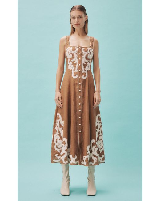 chinese dress ladies Leo Lin Aubrey Applique Shirt Midi Dress