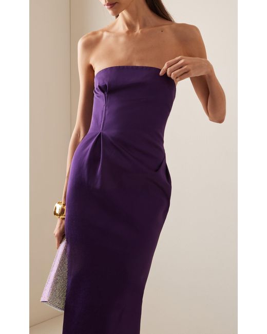 LAQUAN SMITH Purple Satin Column Gown