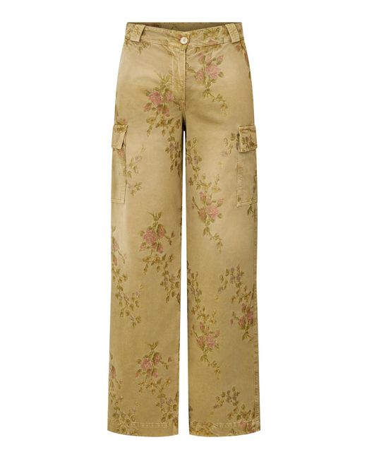 LoveShackFancy Natural Tempie Embroidered Cotton Pants