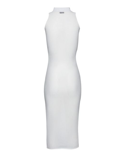 Magda Butrym White Knit Cotton-blend Midi Dress