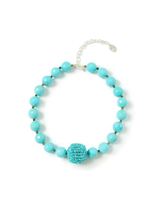 Chan Luu Blue Exclusive Oona Ball Sterling And Tiger's Eye Necklace