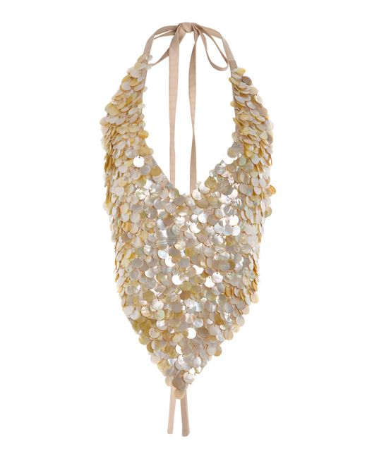 Kilentar Metallic Exclusive Aje Embellished Shell Tank Top